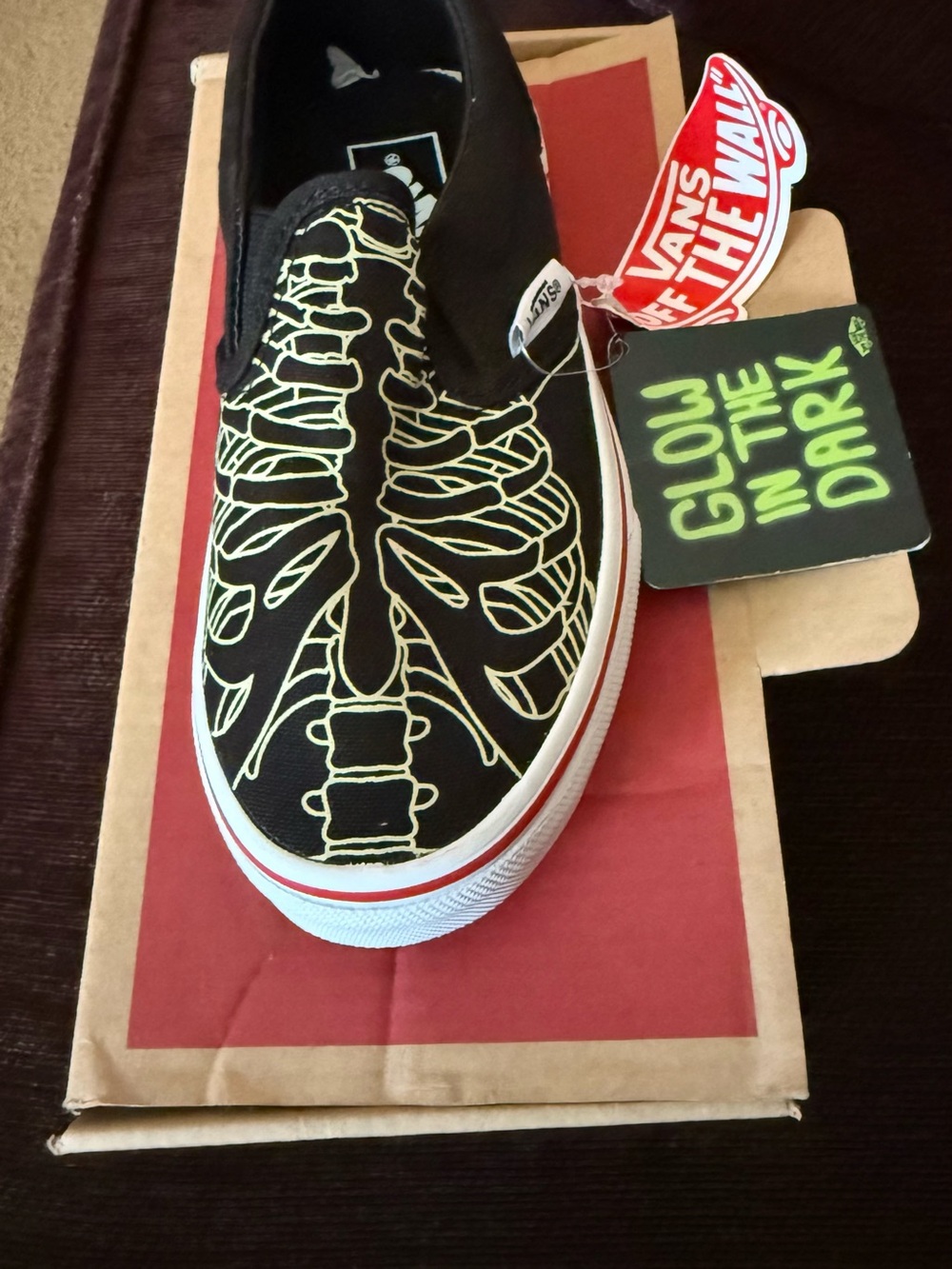 Vans Kids Slip-On Glow-in-the-Dark Skeleton Shoes - Black/Yellow